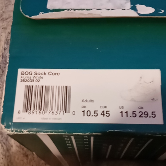 Puma BOG Sock, White, Cream, Mens 11.5 - Picture 5 of 6